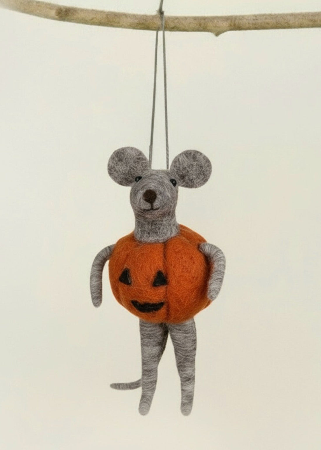 Grey Pumpkin Mouse Halloween Decoration