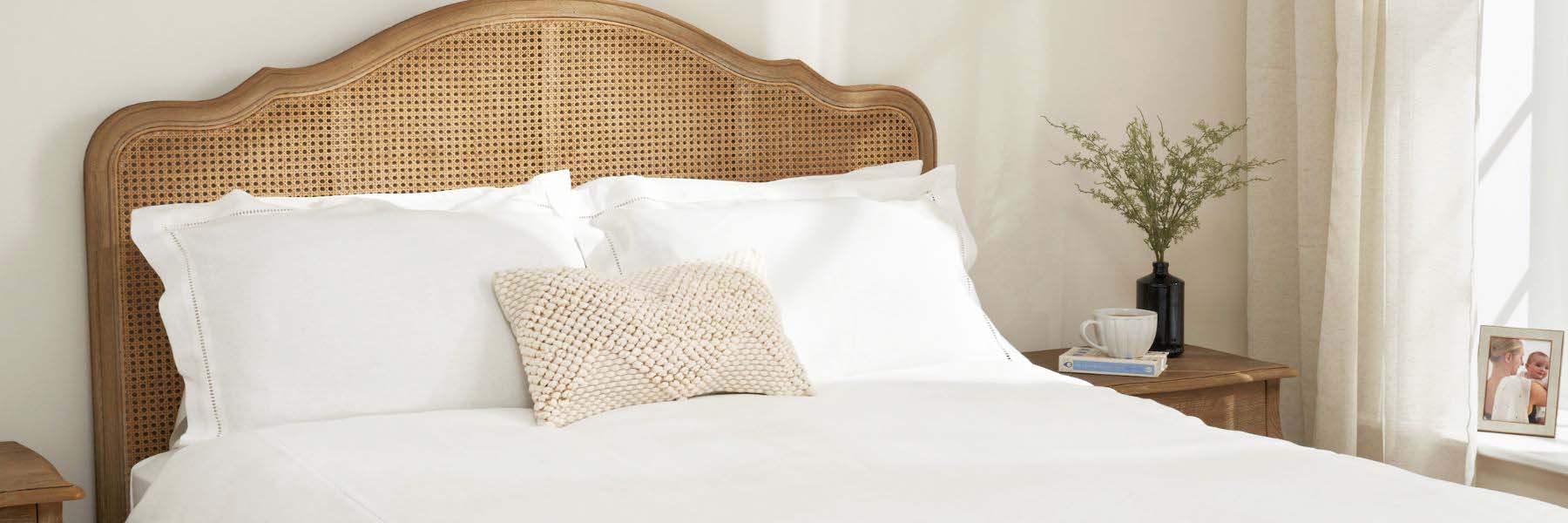 Truly Lifestyle White Ladder Linen Bedding Set On Bed