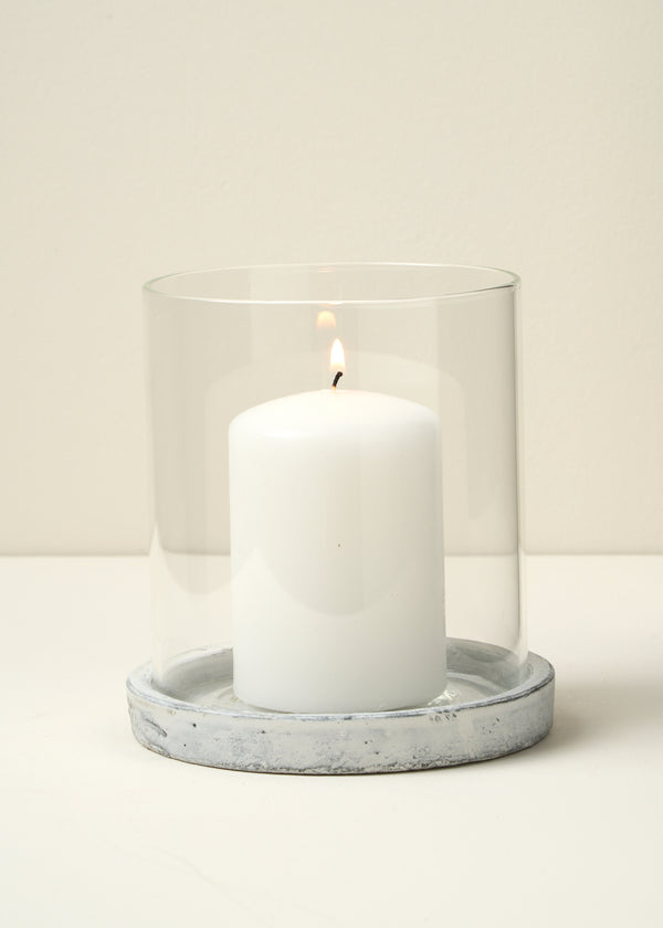 TRULY LIFESTYLE GLASS HURRICANE WITH STONE BASE