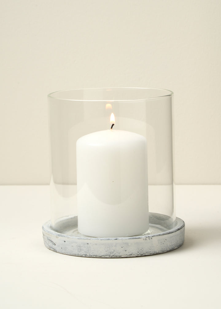 TRULY LIFESTYLE GLASS HURRICANE WITH STONE BASE