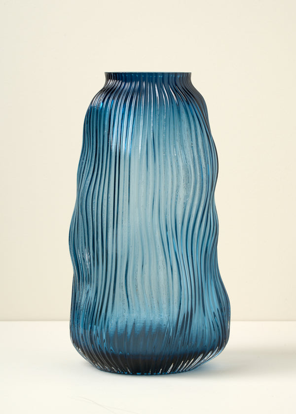 truly lifestyle blue glass vase