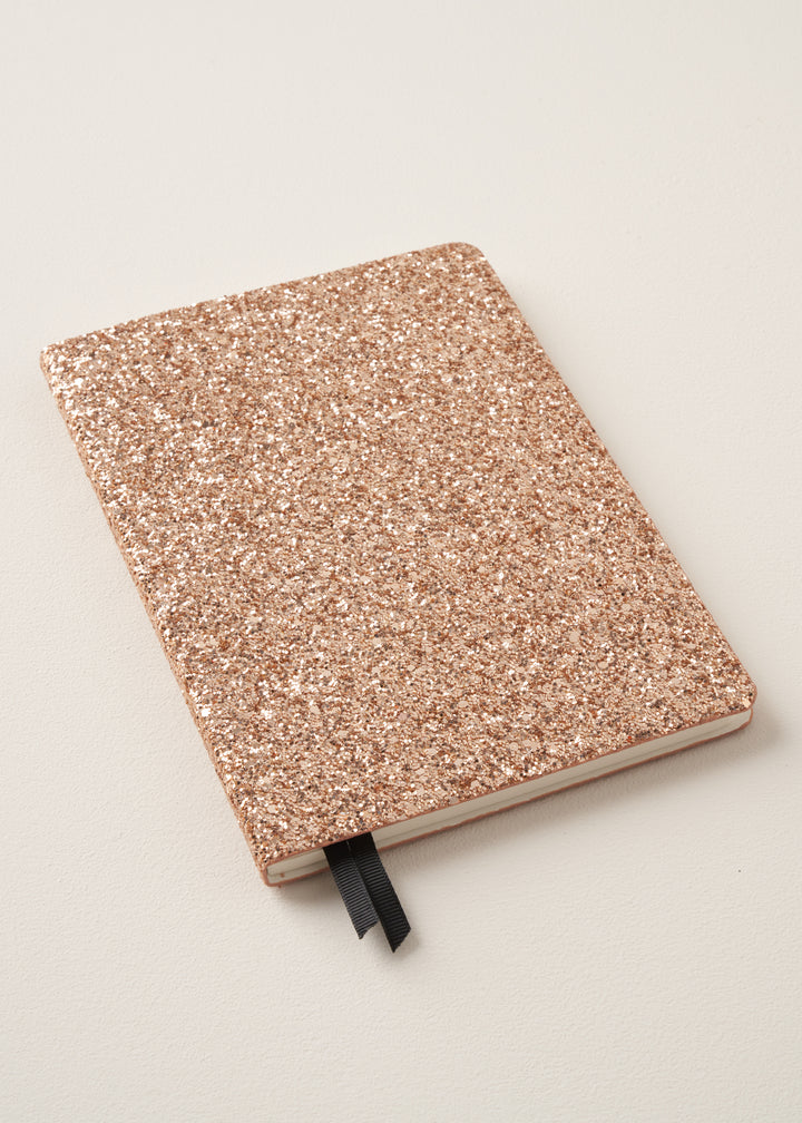 truly lifestyle sparkly rose gold notebook