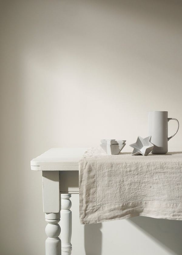 Grey Hem Linen Tablecloth