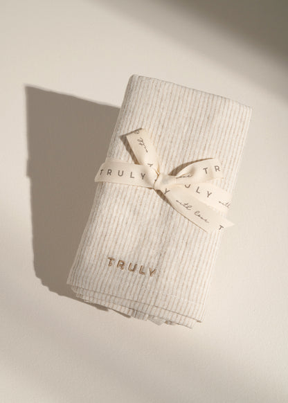 TRULY LIFESTYLE SET OF TWO STRIPED LINEN TEA TOWELS FOLDED