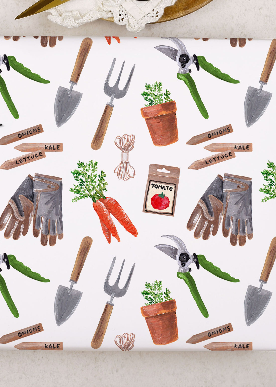 TRULY LIFESTYLE GARDENING WRAPPING PAPER ON TABLE