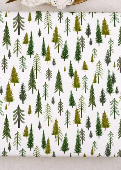 TRULY LIFESTYLE GREEN FOREST CHRISTMAS WRAPPING PAPER ON TABLE