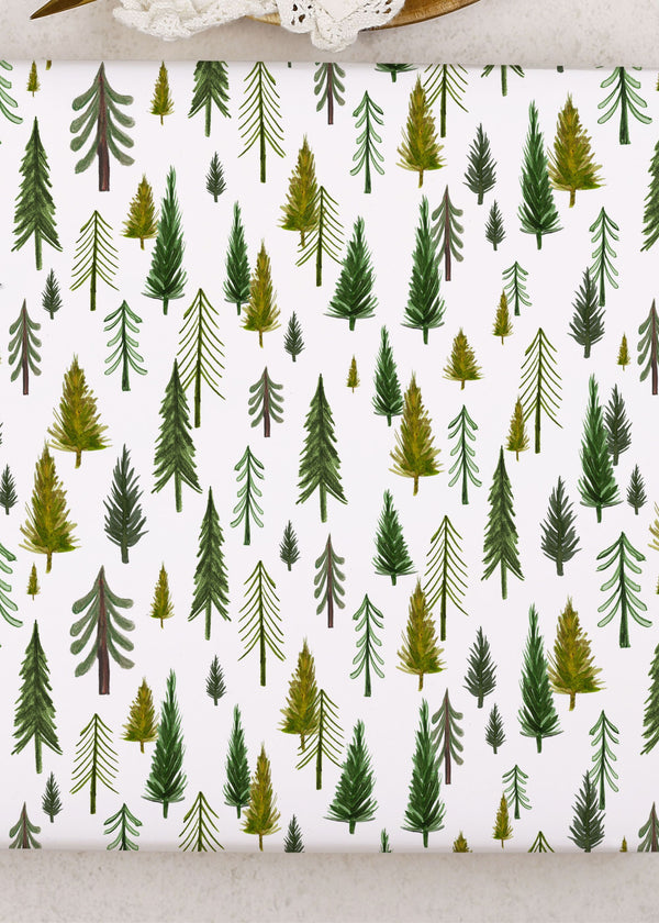 TRULY LIFESTYLE GREEN FOREST CHRISTMAS WRAPPING PAPER ON TABLE