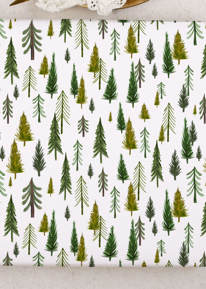 TRULY LIFESTYLE GREEN FOREST CHRISTMAS WRAPPING PAPER ON TABLE