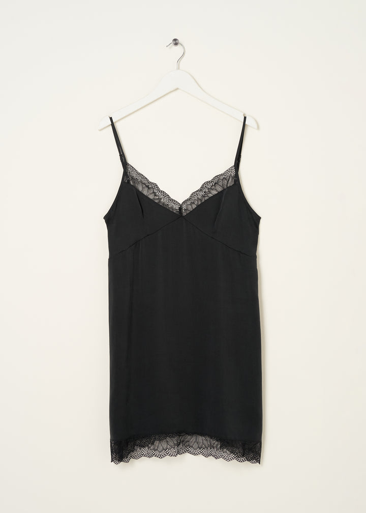 Truly Lifestyle Black Womens Silk Nightdress On Hanger