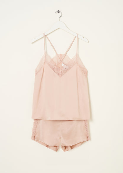 Truly Lifestyle Blush Pink Silk Pyjamas On Hanger