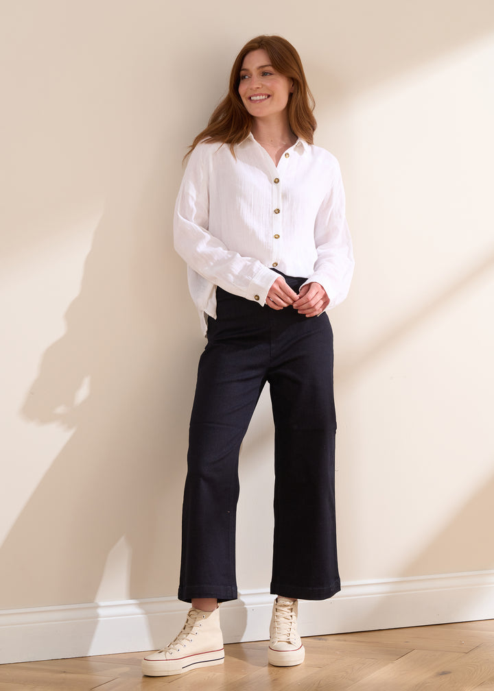 Truly Lifestyle Denim Culottes With White Shirt