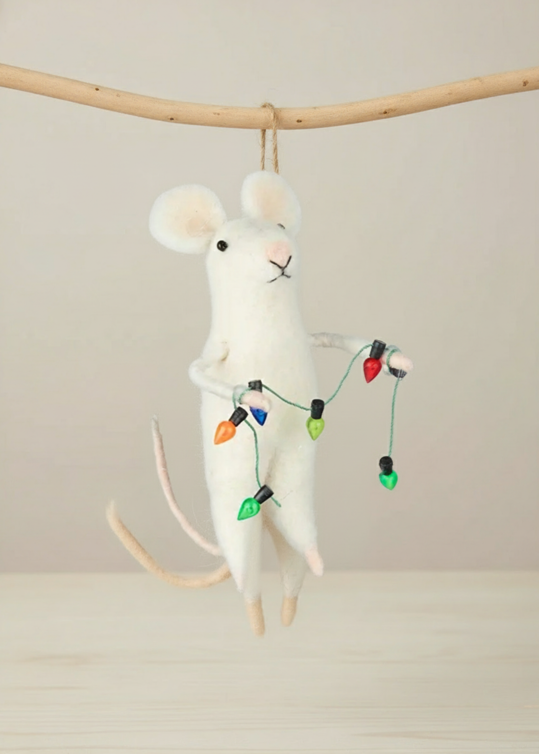 Truly Lifestyle White Christmas Mouse decoration with lights