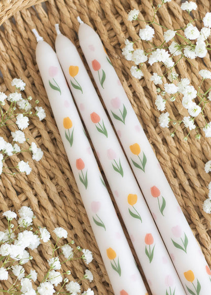 PACK OF 3 TULIP PRINT CANDLES