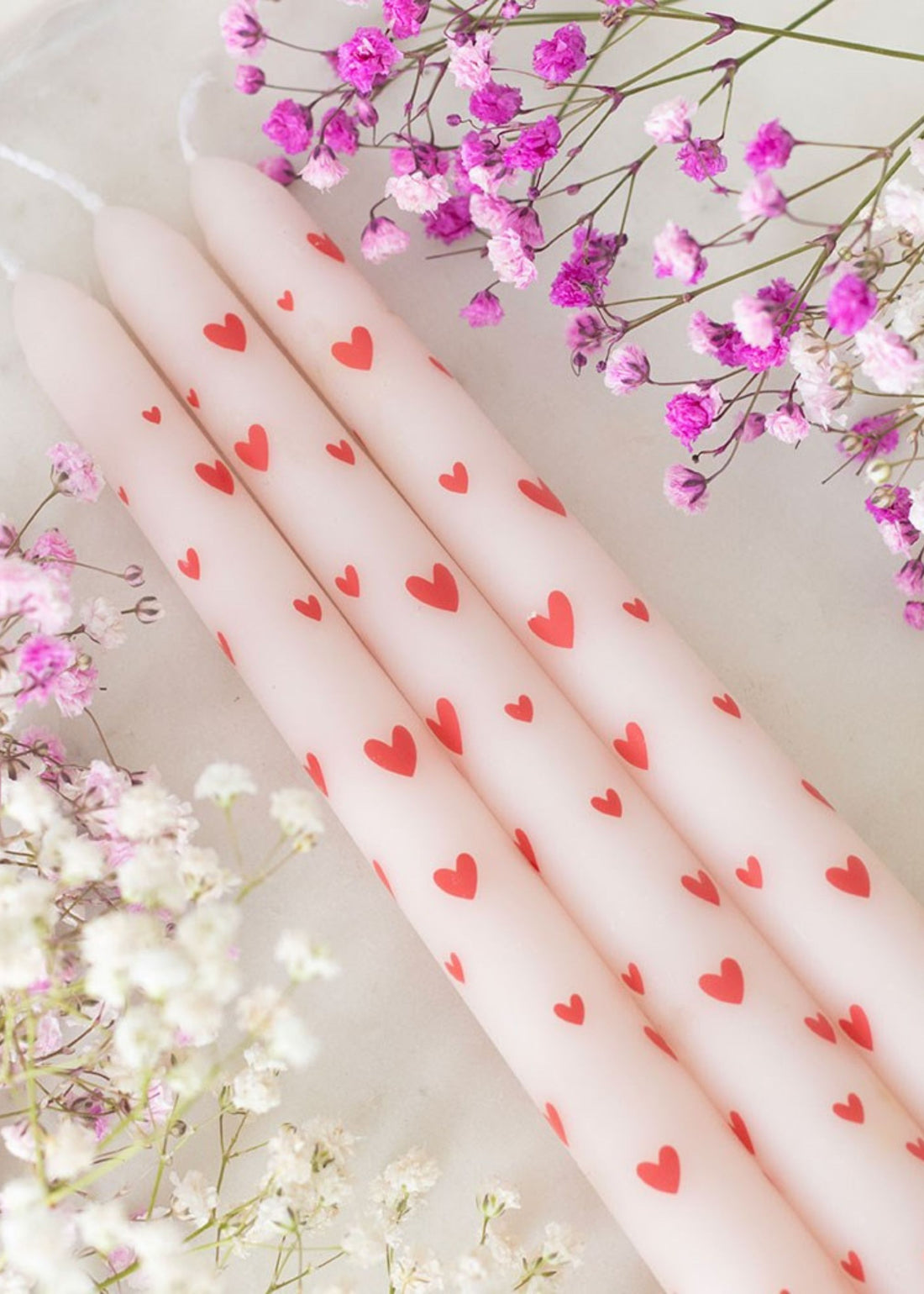 PACK OF 3 HEART PRINT CANDLES