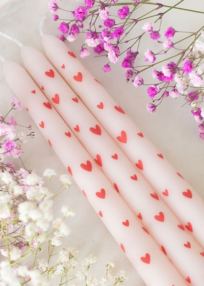 PACK OF 3 HEART PRINT CANDLES