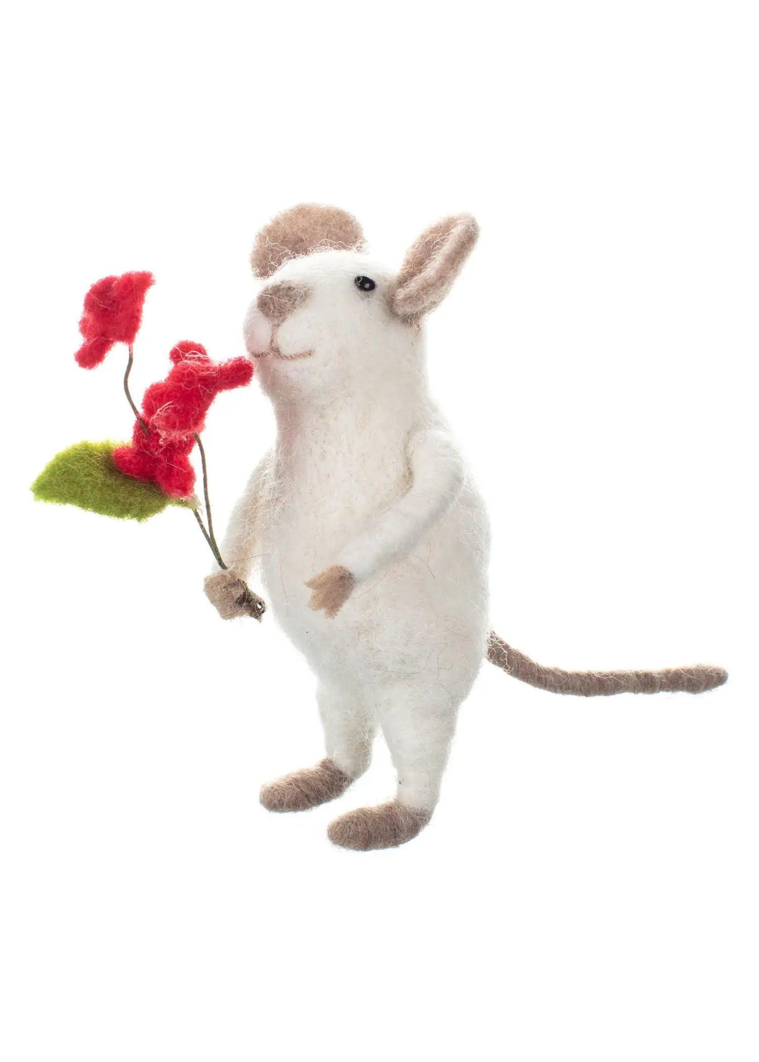 RED FLOWERS FELT MOUSE DECORATION