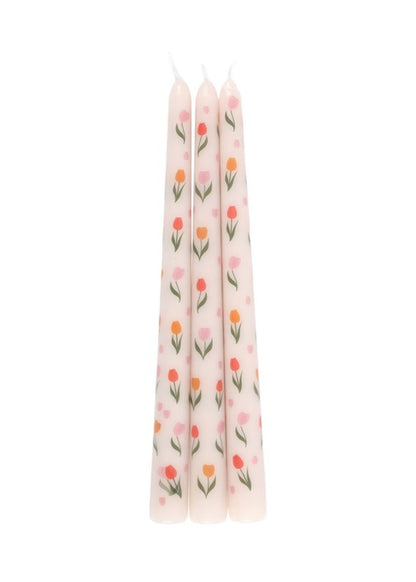 PACK OF 3 TULIP PRINT CANDLES