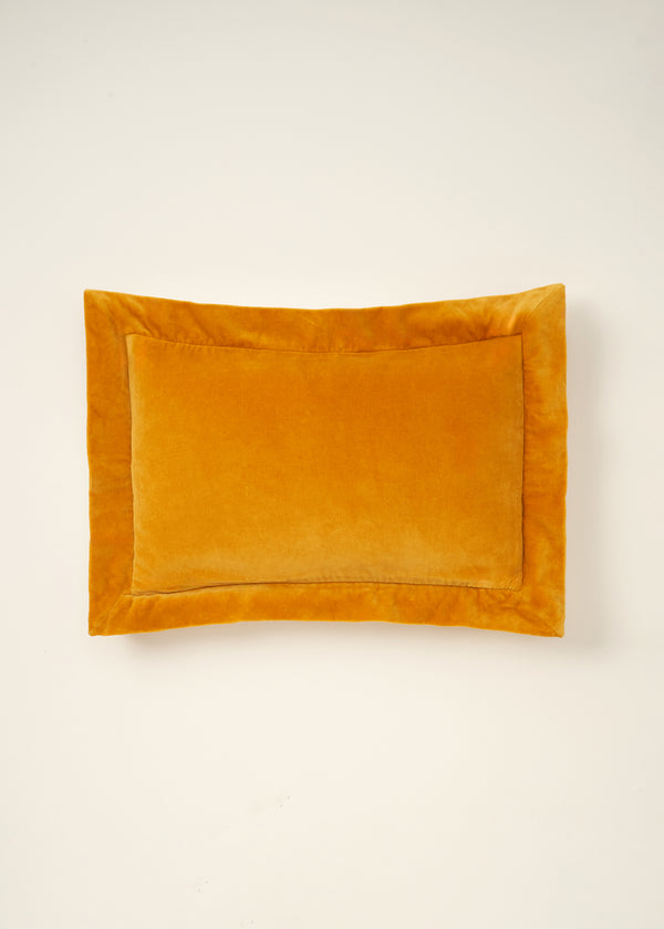 Gold Velvet Flange Lombard Cushion