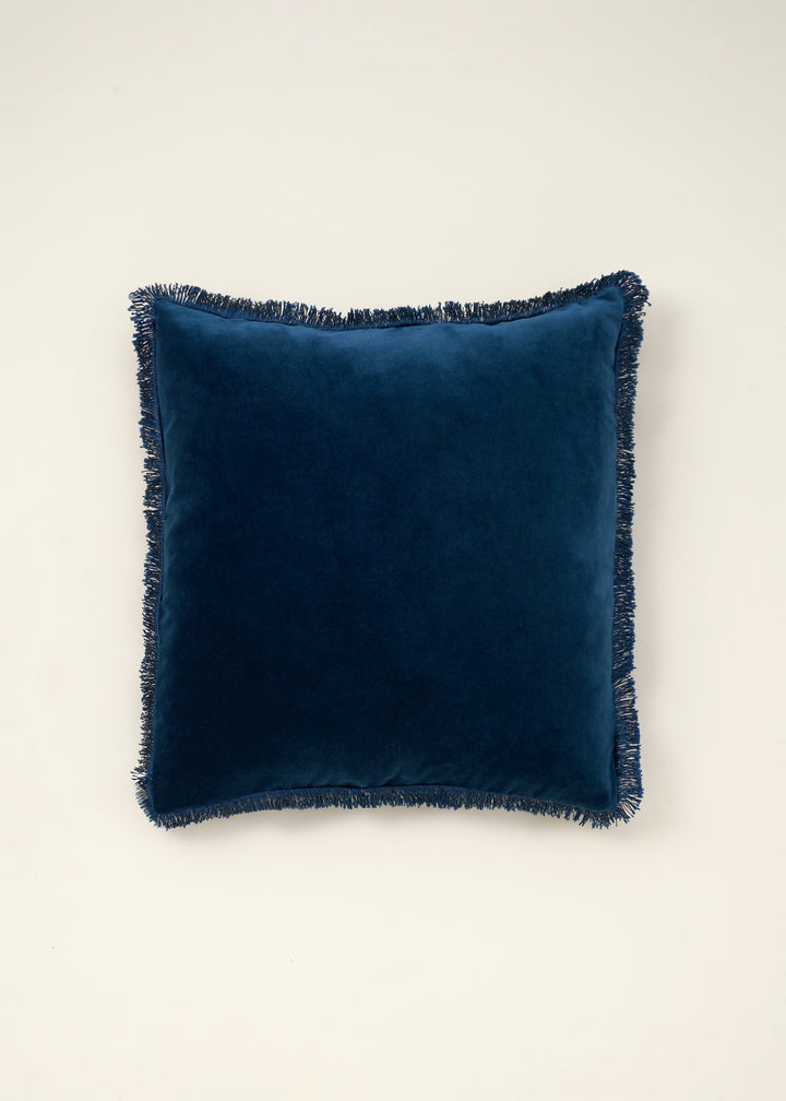 Truly Lifestyle Royal Blue Velvet Cushions With Fringe Detailing