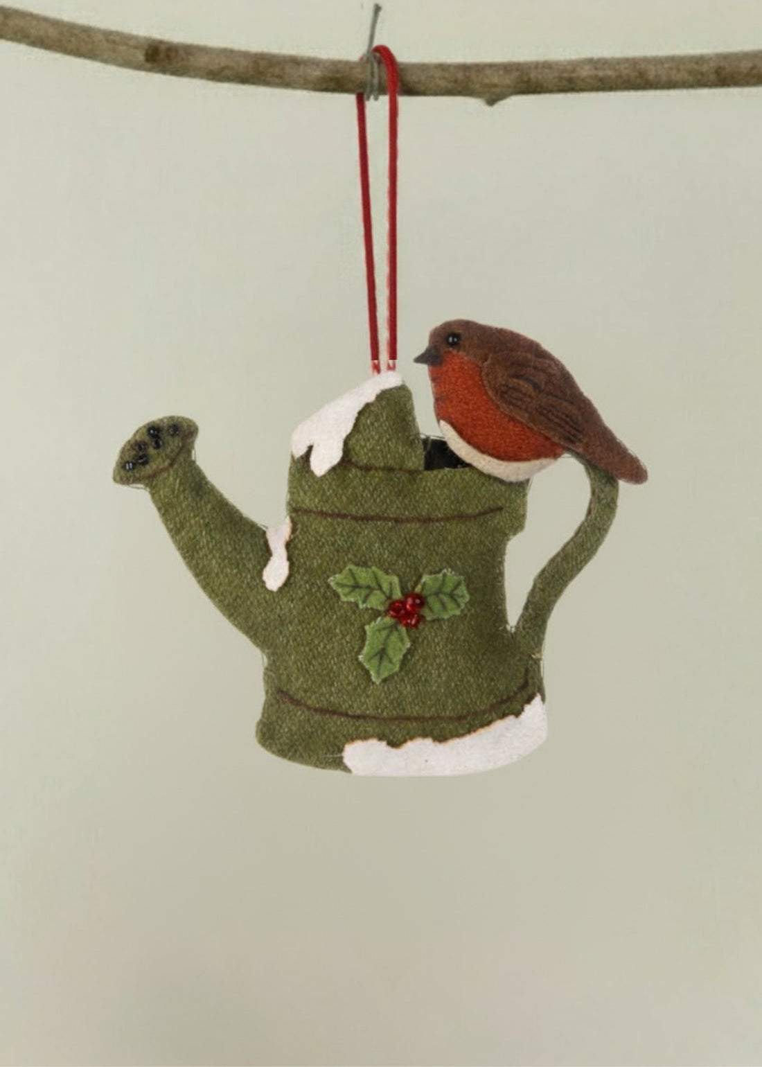 Watering Can and Robin Christmas Decoration