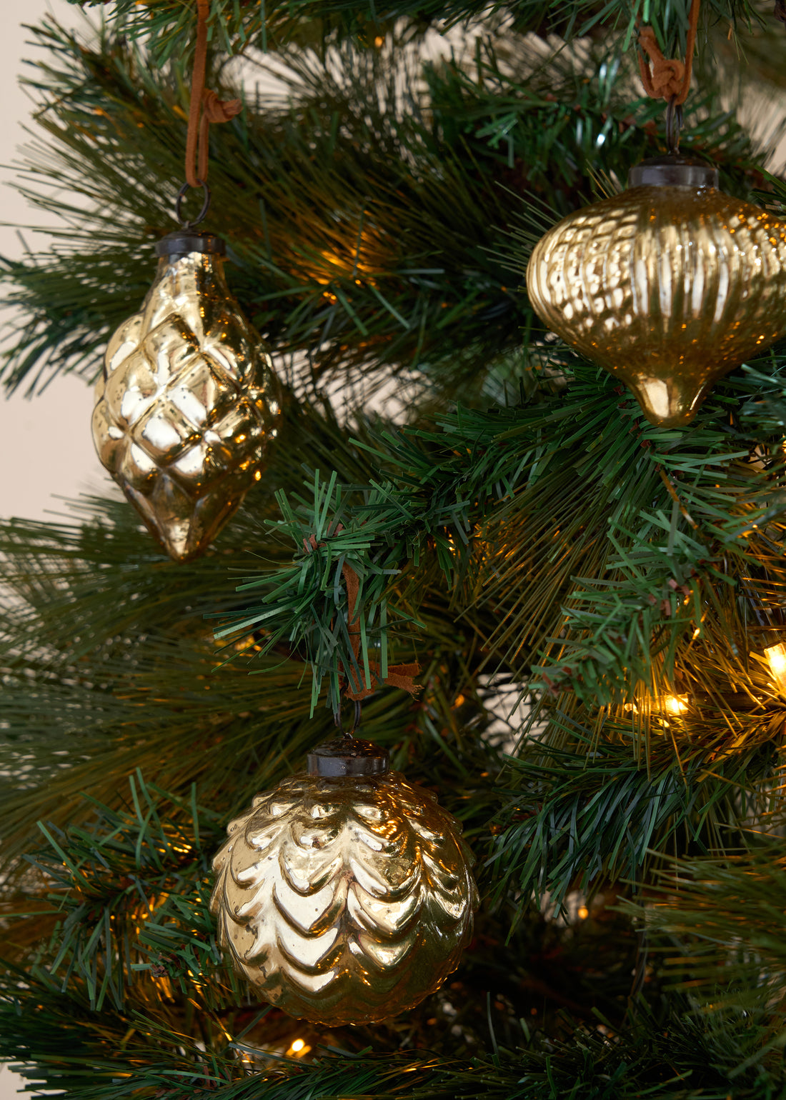 Set of 3 Gold Recycled Glass Baubles