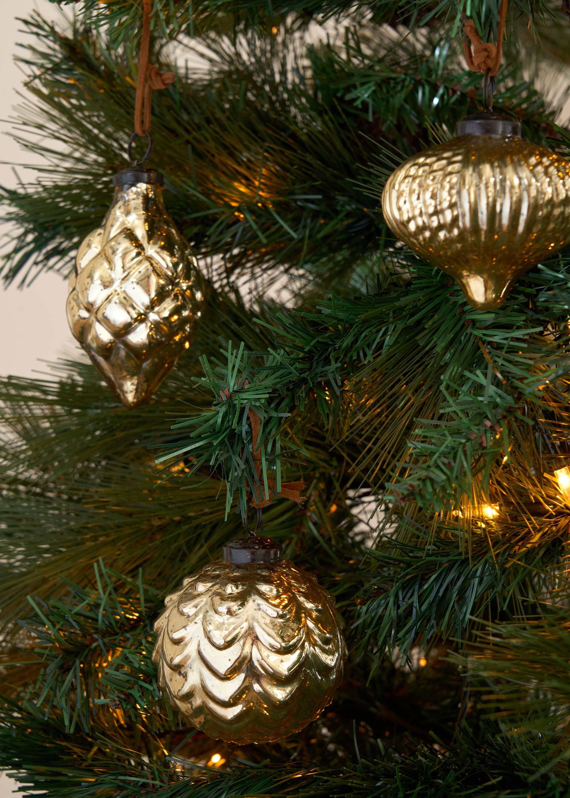 Set of 3 Gold Recycled Glass Baubles