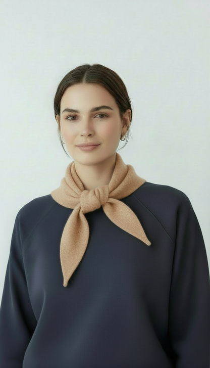 BEIGE WOOL BLEND TRIANGLE NECK SCARF