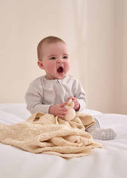 Oat Cotton Knitted Bunny Baby Comforter