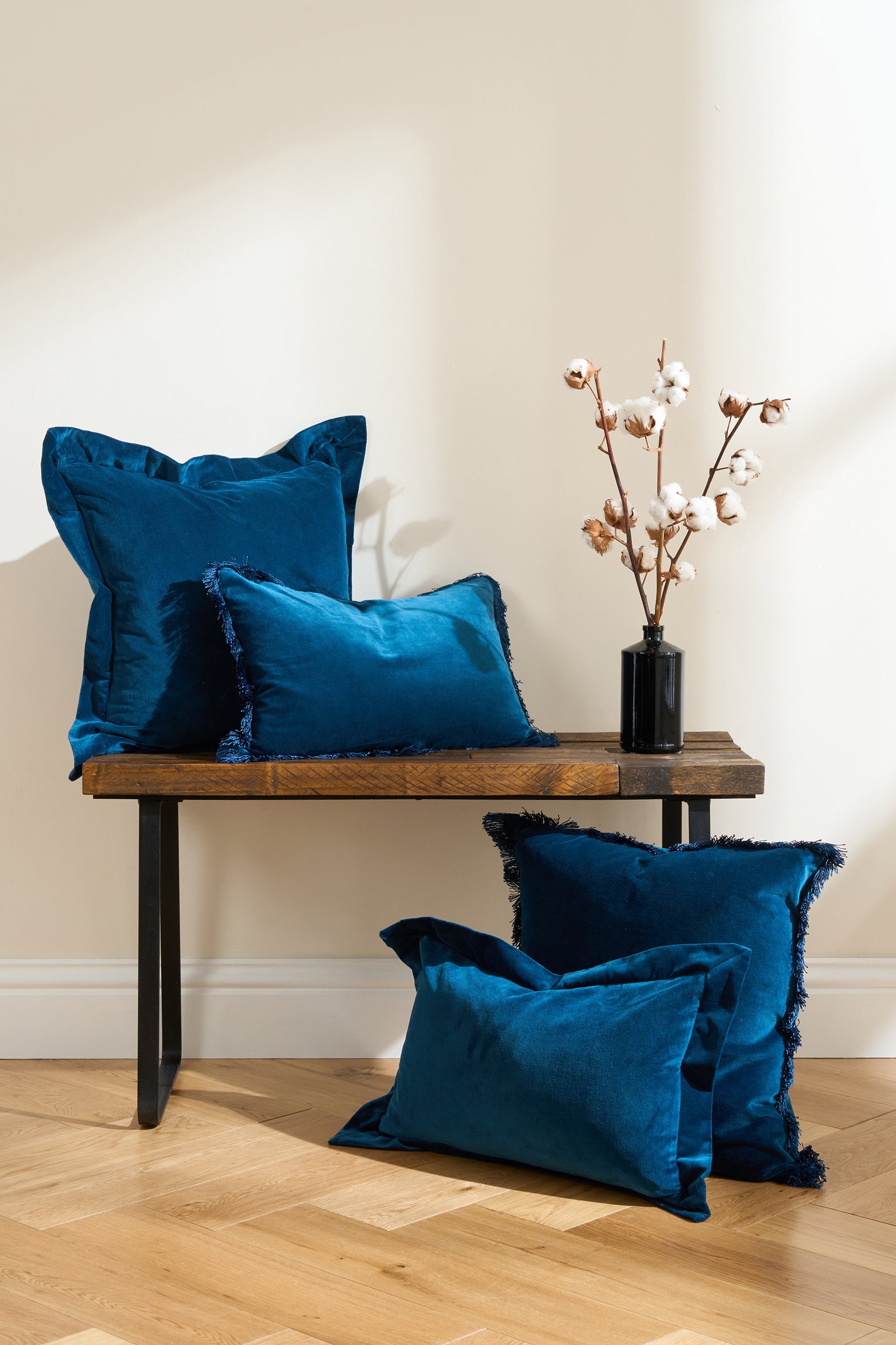 Velvet Fringe Square Cushion