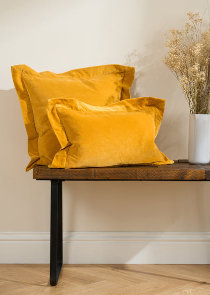 Gold Velvet Flange Square Cushion
