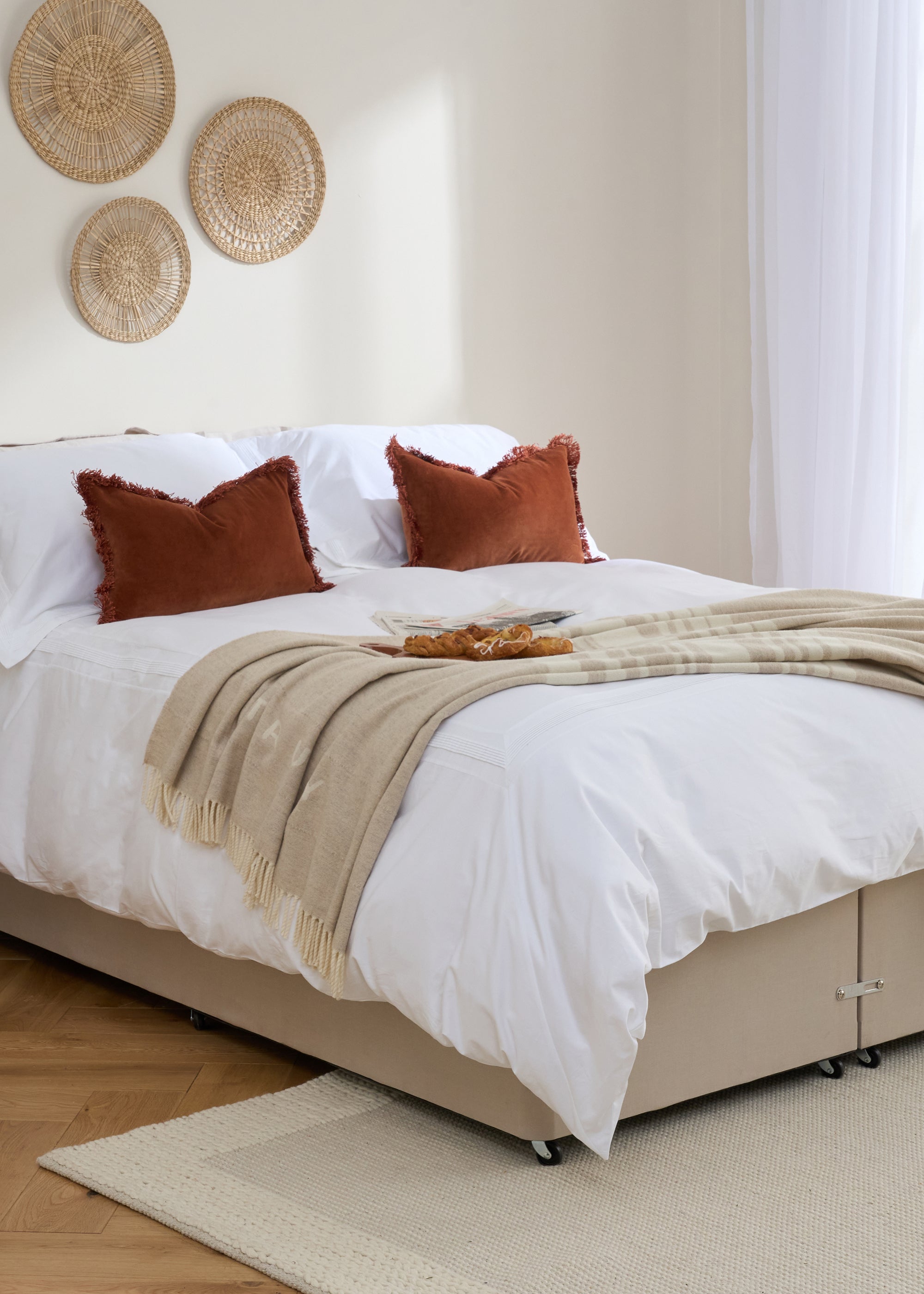 Burnt Orange Velvet Fringe Square Cushion
