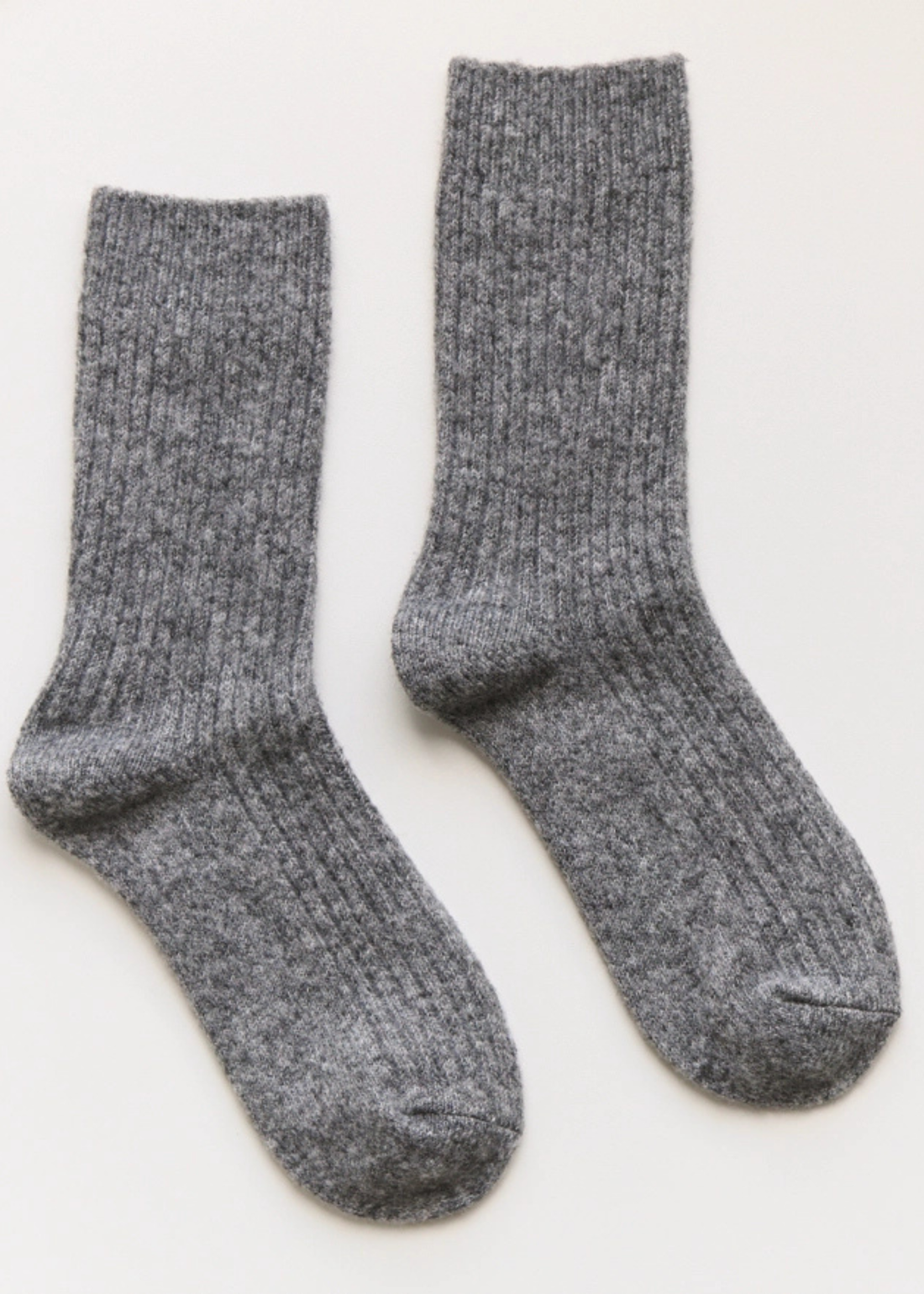 DARK GREY CASHMERE BLEND RIBBED SOCKS