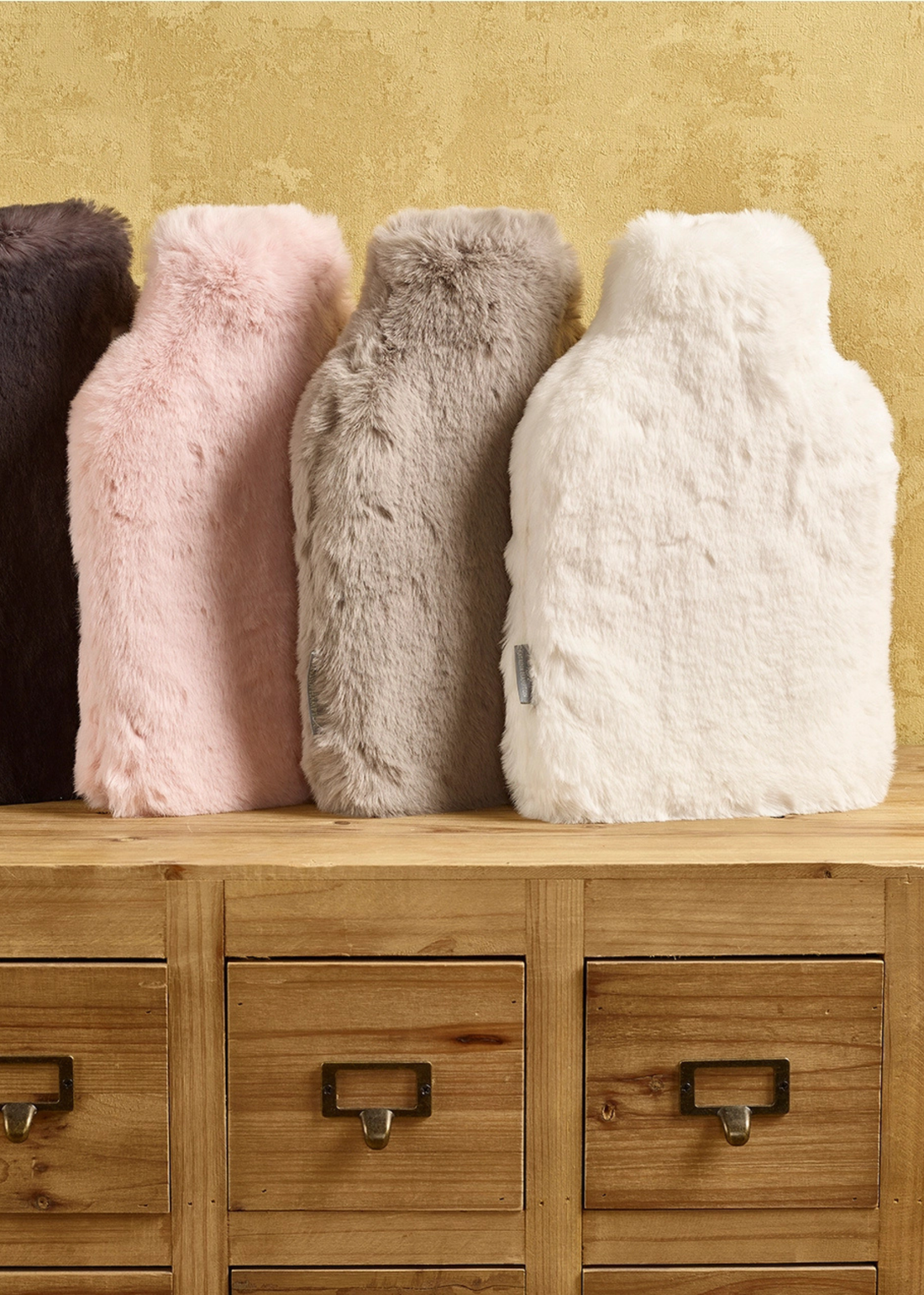 CREAM FAUX FUR HOT WATER BOTTLE