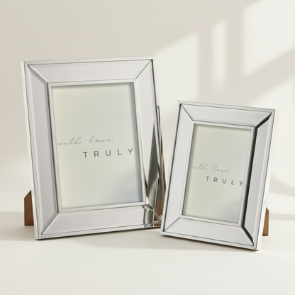Silver Mirror Bordered Photo Frame