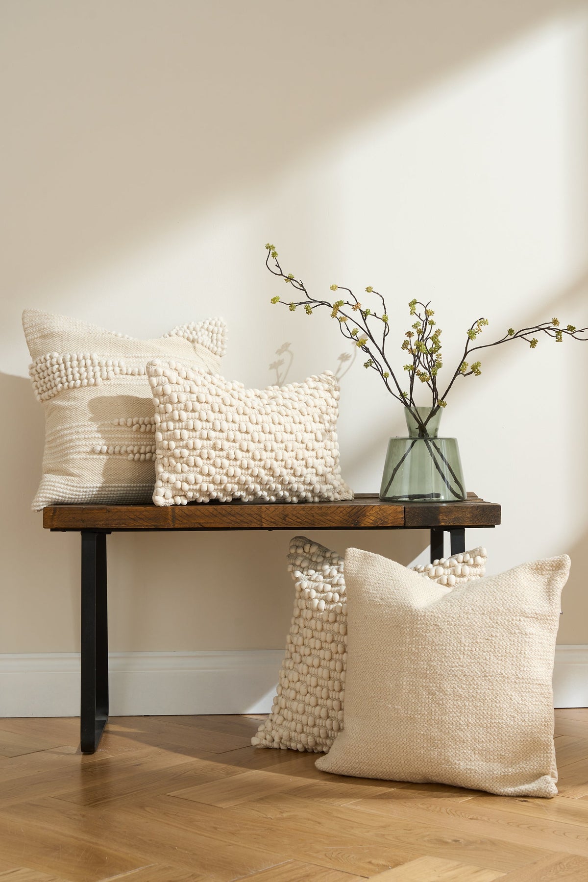 Knotted Ecru Rectangle Cushion