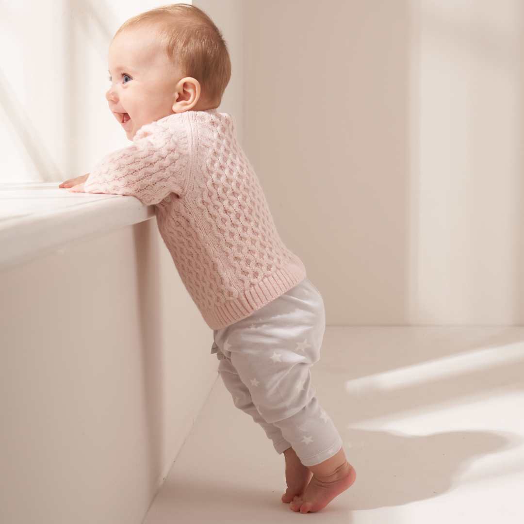 Truly Lifestyle Baby In Pink Knitted Jumper And Star Leggings