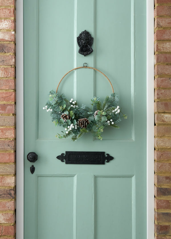 TRULY LIFESTYLE HALF EUCALYPTUS CHRISTMAS WREATH ON DOOR