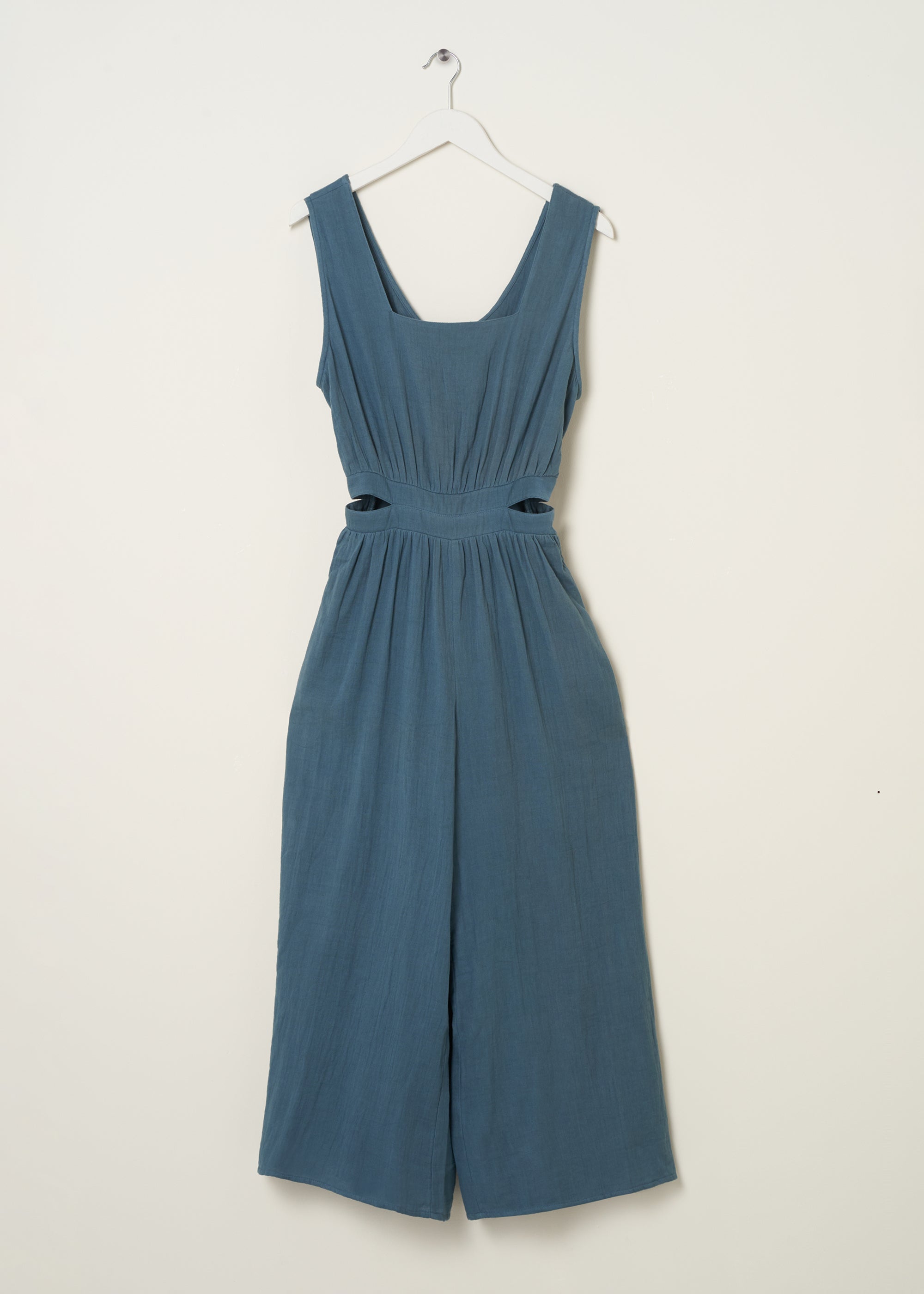 Blue Cotton Cheesecloth Jumpsuit, Womenswear