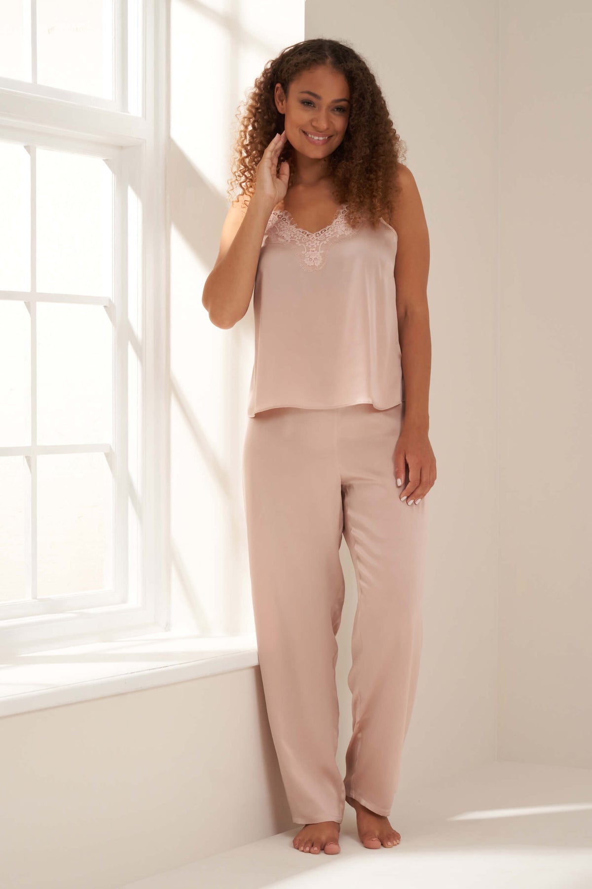 Blush Silk Cami Trouser Set