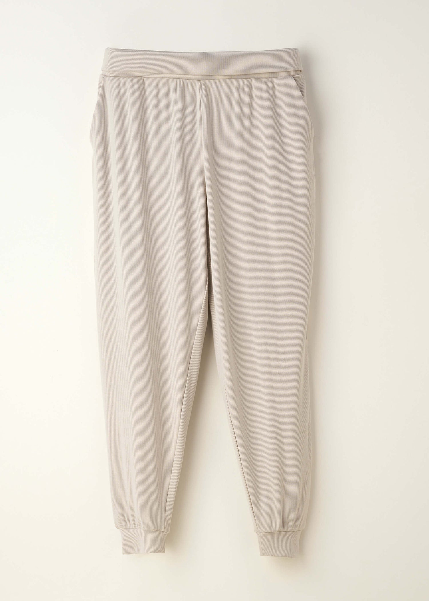 TRULY LIFESTYLE WOMENS RIBBED GREIGE JOGGERS 