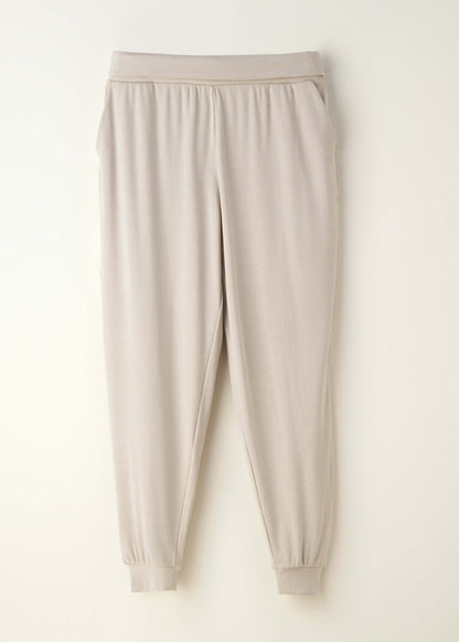 TRULY LIFESTYLE WOMENS RIBBED GREIGE JOGGERS 