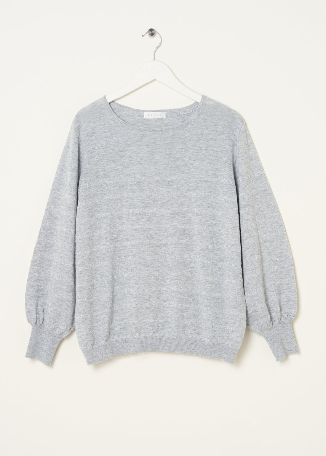 TRULY LIFESTYLE WOMENS GREY LUREX STRIPE JUMPER ON HANGER