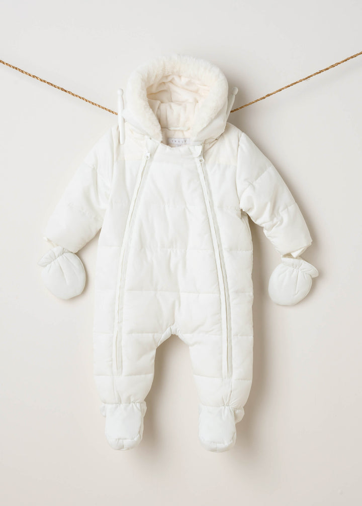 Ivory Baby Snowsuit Hanging | Truly Lifestyle