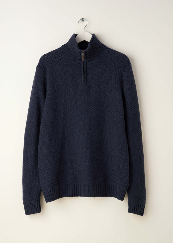 TRULY LIFESTYLE MENS HALF ZIP JUMPER IN MIDNIGHT ON A HANGER