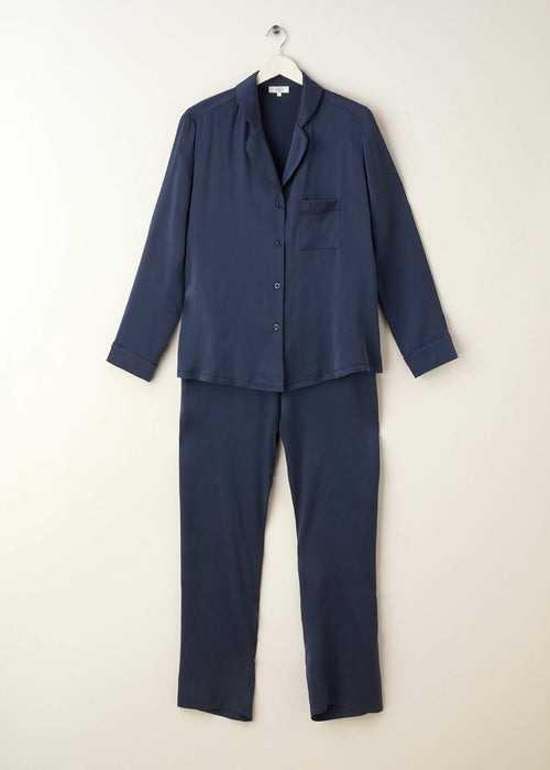 London Pyjama Top Dust Blue Silk