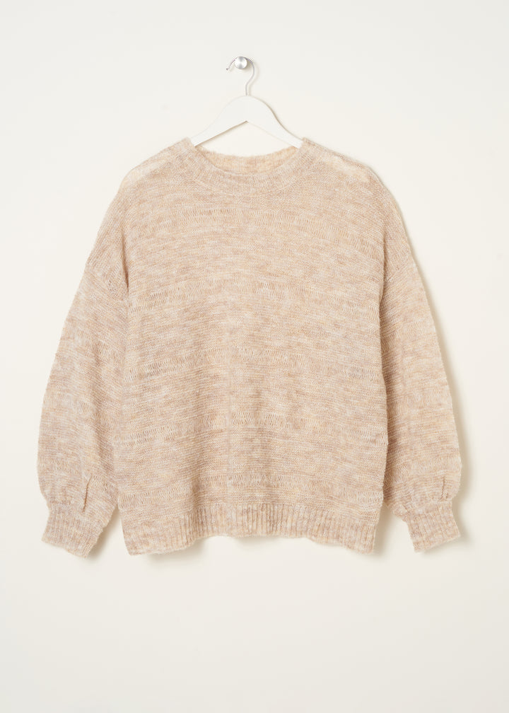 TRULY LIFESTYLE WOMENS OATMEAL OPEN KNIT JUMPER ON HANGER