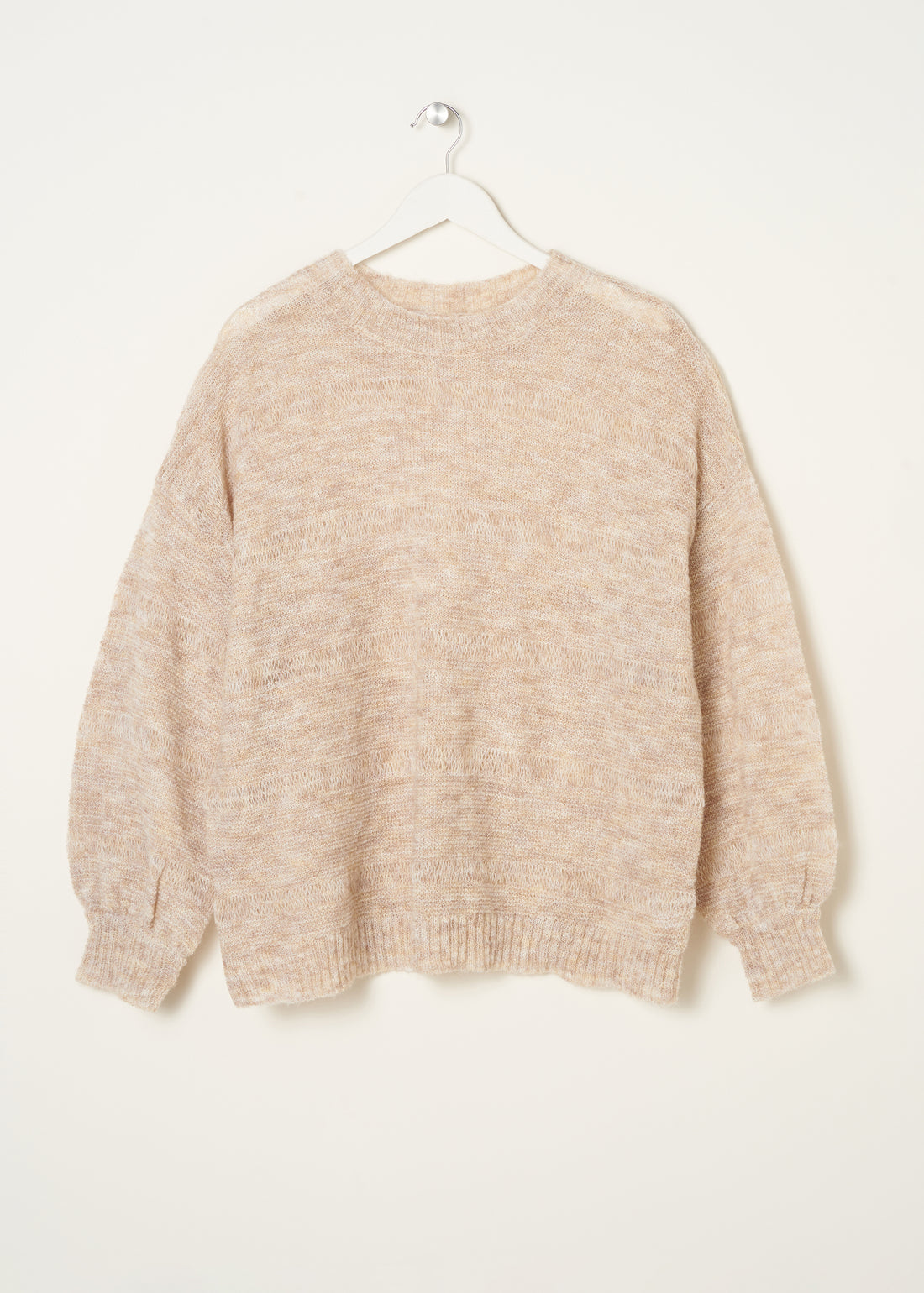 TRULY LIFESTYLE WOMENS OATMEAL OPEN KNIT JUMPER ON HANGER