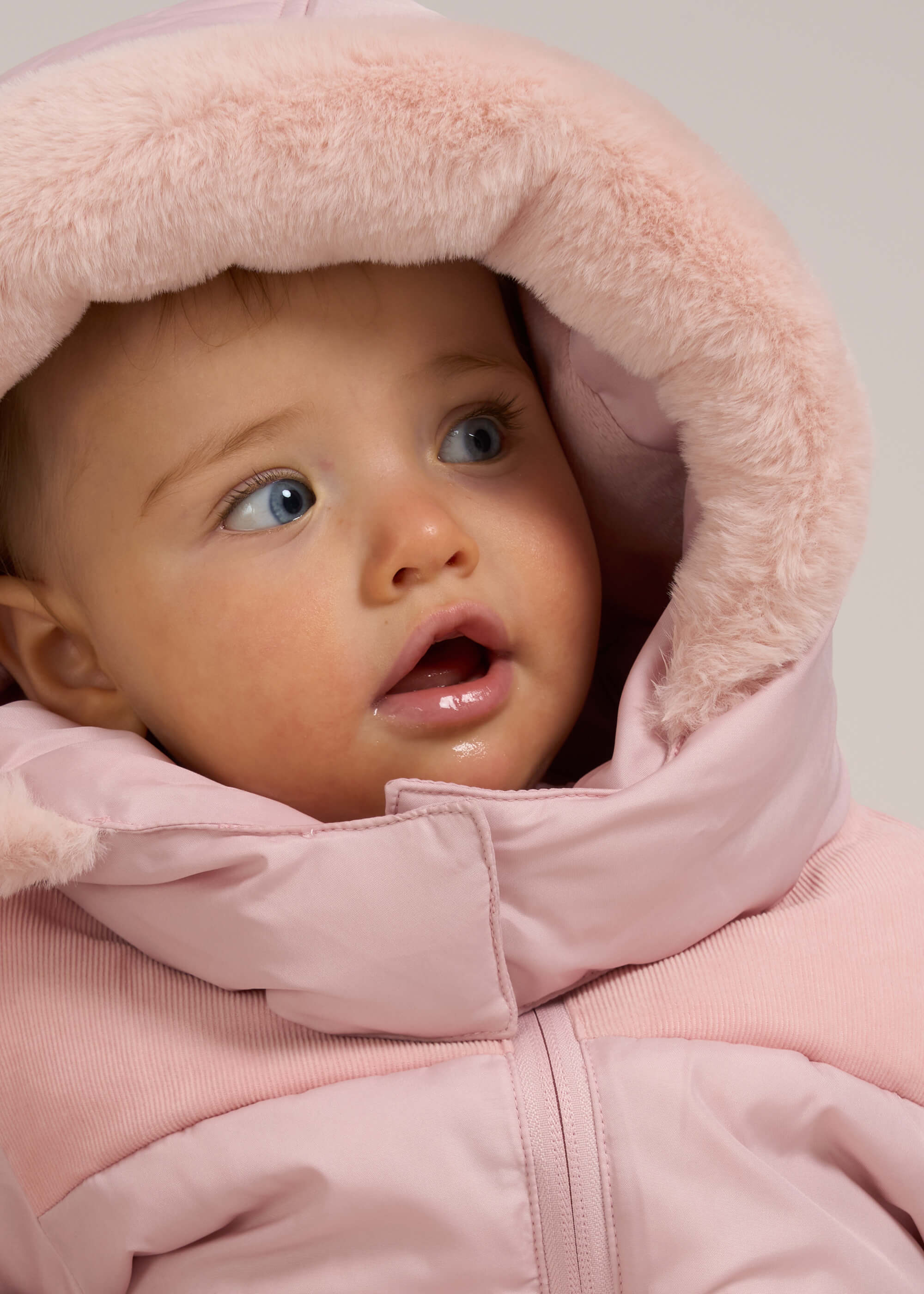 Baby pink coat 2024 with fur hood