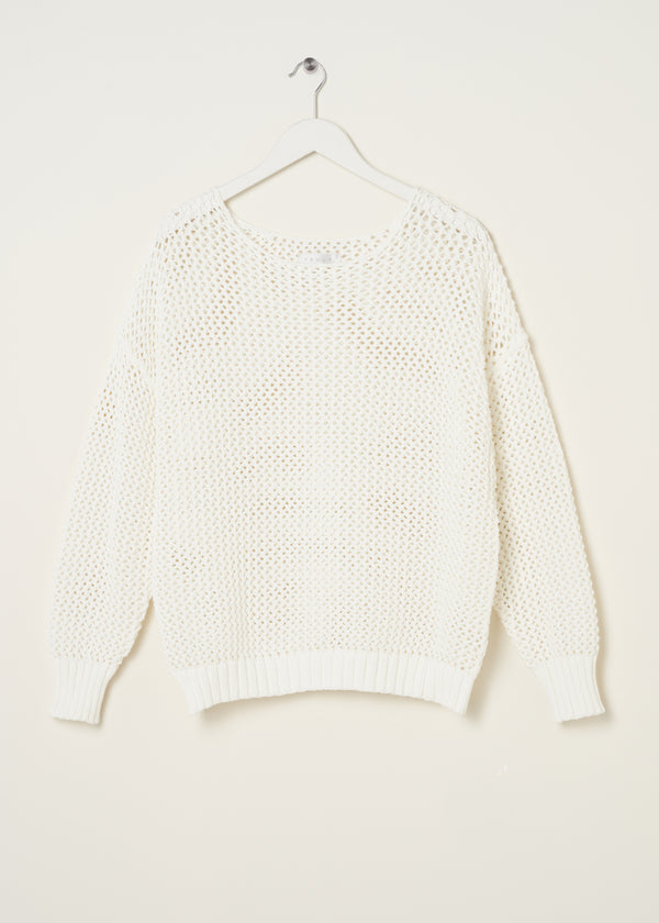 TRULY LIFESTYLE WHITE WOMENS OPEN KNIT JUMPER ON HANGER