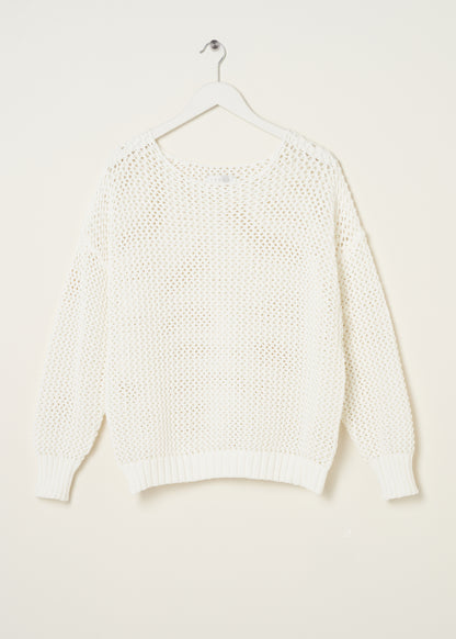 TRULY LIFESTYLE WHITE WOMENS OPEN KNIT JUMPER ON HANGER